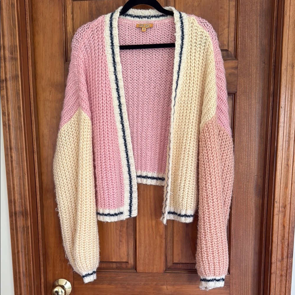 Vrg Grl Colorblock Knit Cardigan Sweater